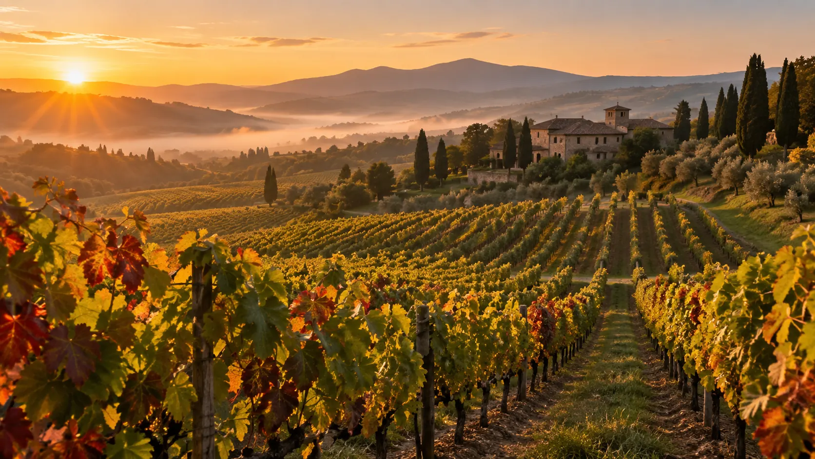 Weinberg im Abendlicht